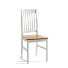 Boden stol från Torkelson har en sits av lackad björk och stomme i vitlack.