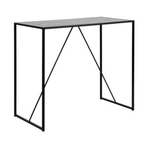 Seaford barbord i svart är ett enkelt och lätt bord med metallunderrede.