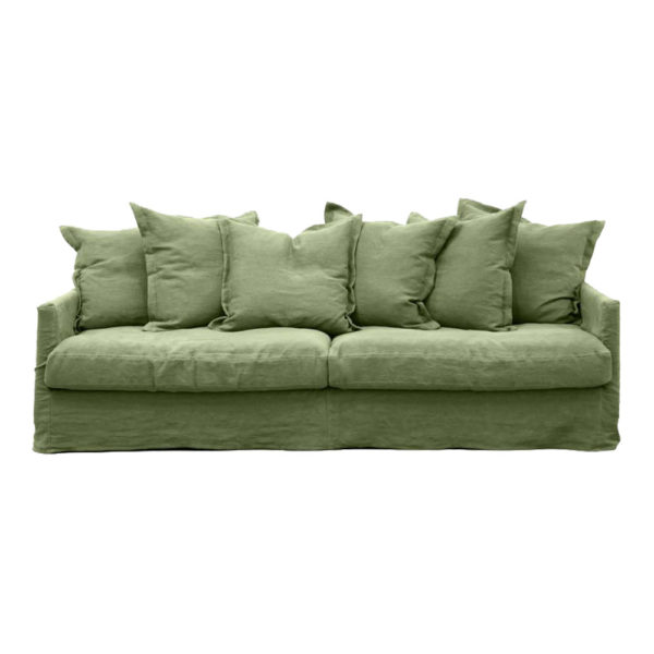 Terrazzo 3-sits soffa har avtagbar klädsel, smala armstöd och många kuddar i ryggen. Tillverkas av Burhéns.