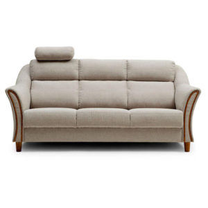 Malte 3-sits soffa med trächatos på armstöden. Denna soffa från Above har högre rygg och bra stöd i svanken.
