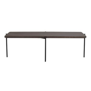 Shelton brunt soffbord 145 cm från Rowico är ett stilfullt soffbord med bordsskiva i massiv brun oljad ask och med svarta metallben i rund profil.