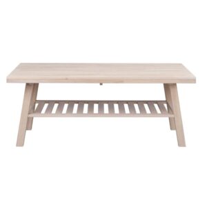 Rowicos soffbord Brooklyn har lätt utställda ben och en praktisk förvaringshylla. Soffbordet är tillverkat i massiv fingerskarvad europeisk vitoljad ek.
