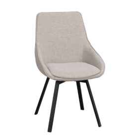 Alison stol med snurrfunktion från Rowico. Här i ett tåligt beige tyg och med ben i svart metall. Alison har en stoppad sits med hög sittkomfort i kupad design.