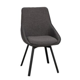 Alison stol med snurrfunktion från Rowico. Här i ett tåligt grått tyg och med ben i svart metall. Alison har en stoppad sits med hög sittkomfort i kupad design.