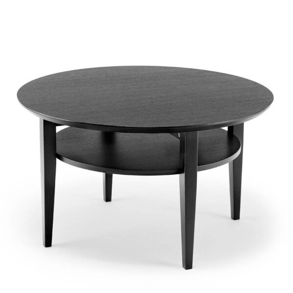 Tango soffbord i svart från Torkelson. Bordsskiva och hylla i fanerad svartbetsad ek med massiva ben i svartbetsad ek.