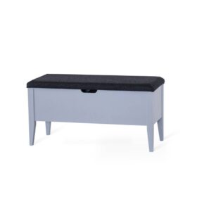 Klinte bänk 92cm i grått med lock klätt i mörkgrått ulltyg från Torkelson har förvaring under sitsen.