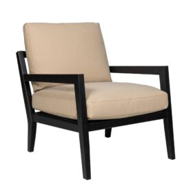 Karetta fåtölj svart med beige skinn