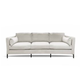 Wave 3,5-sits soffa från Englesson. En sofistikerad soffa med lätt utsvängda armstöd, här i ljusbeige tyg.