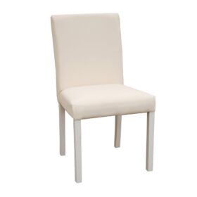 Hampton matstol med avtagbart tyg från Engleson. Här med ben i whitewash och ljusbeige tyg.