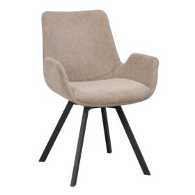 Norwell karmstol med snurr. Beige tyg och svart snurrunderrede i metall.