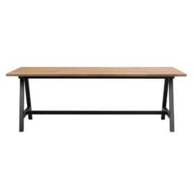 Carradale matbord 220 cm i ek med svart metallunderrede, från Rowico.