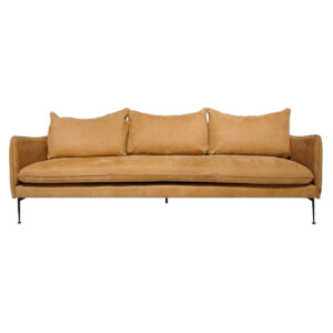 Vision är en strikt soffa med hel sittdyna och 3 eleganta ryggdynor sydda med keder. Tillverkas av Burhéns.