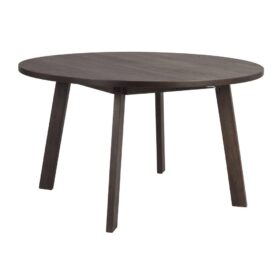 Glenside runt matbord 130cm från Rowico i brun lackad ek. Avskalad design där den runda bordsskivan möter de raka träbenen i enkel harmoni.
