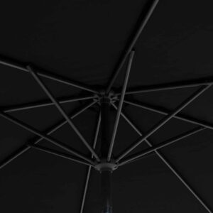 Detaljbild på Sun Line parasoll, svart.