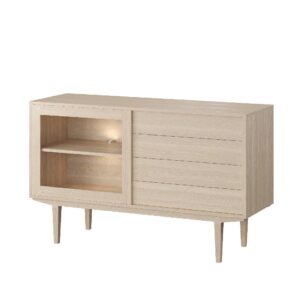 Casö 900 sideboard 130 cm med glasdörr. Vitoljad ek.