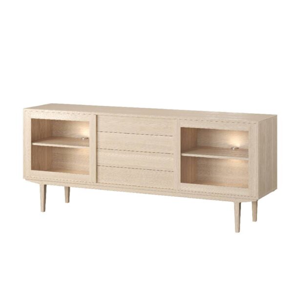 Casö 900 sideboard 194 cm med glasdörrar. Vitoljad ek.