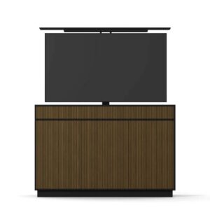 Line Svart/Burned Walnut Tv-Lift från Englesson. Snygg och elegant TV-skåp.