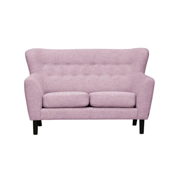 Gilbert 2-sits soffa med hög knappad rygg. En flört med 50-talets designspråk. Tillverkad av Burhéns.