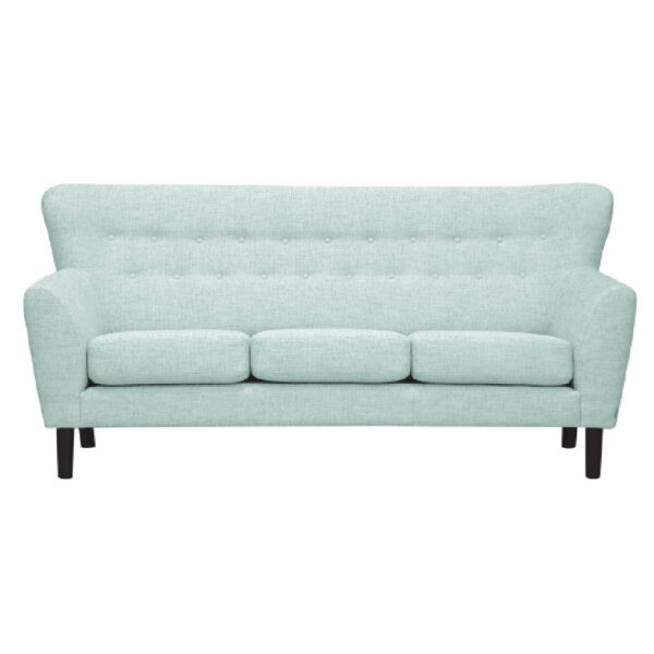 Gilbert 3-sits soffa med hög knappad rygg. En flört med 50-talets designspråk. Tillverkad av Burhéns.
