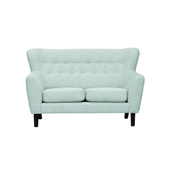 Gilbert 2-sits soffa med hög knappad rygg. En flört med 50-talets designspråk. Tillverkad av Burhéns.