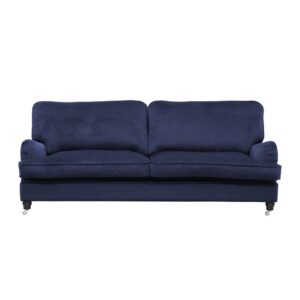 Oxford 3-sits soffa i howardmodell från Burhéns. Sammetstyg Meda i mörkblått.