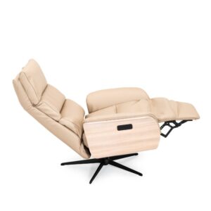 Alternative view of Århus elfåtölj med inbyggd fotpall, skinn