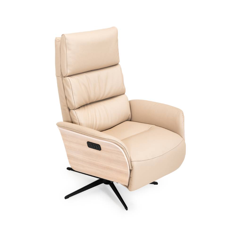 Århus elfåtölj med inbyggd fotpall, skinn - Bild 4