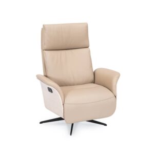 Fyn elfåtölj med inbyggd fotpall, skinn