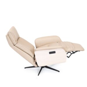 Alternative view of Fyn elfåtölj med inbyggd fotpall, skinn