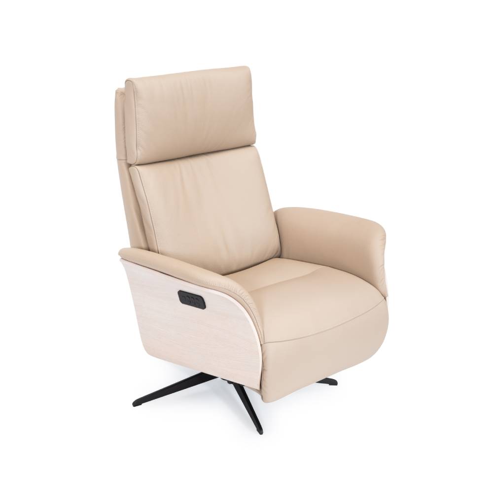 Fyn elfåtölj med inbyggd fotpall, skinn - Bild 3