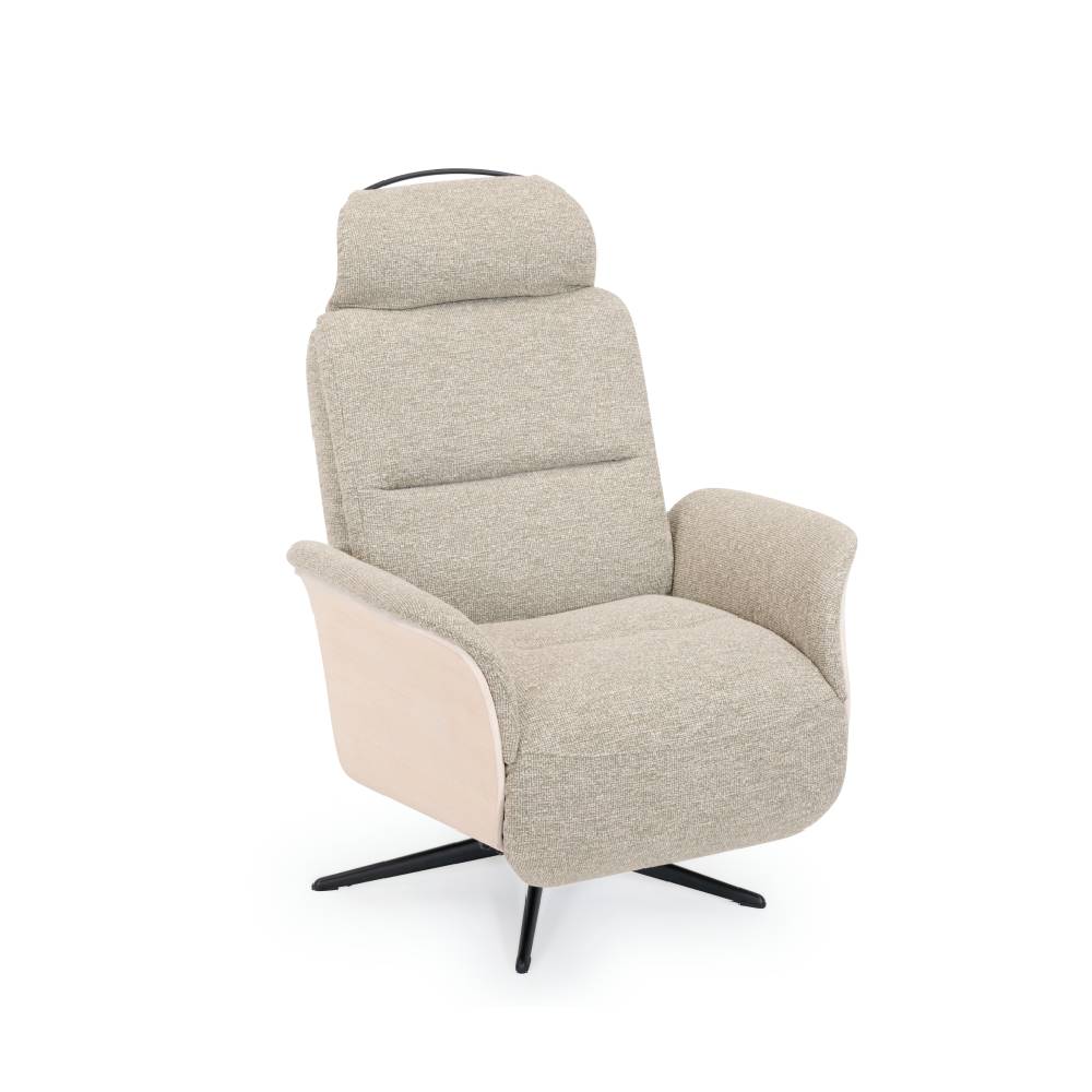 Odense fåtölj med inbyggd fotpall, tyg