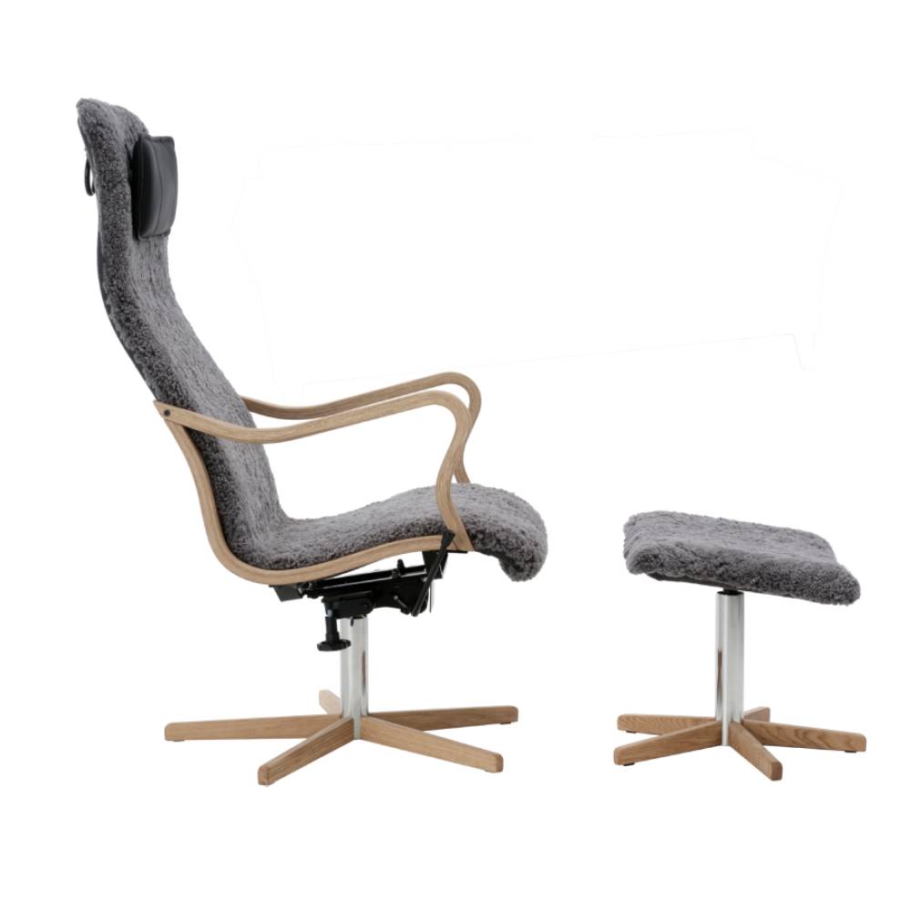 Chic Wood fåtölj med gung och pall, Scandinavian Grey - Bild 2