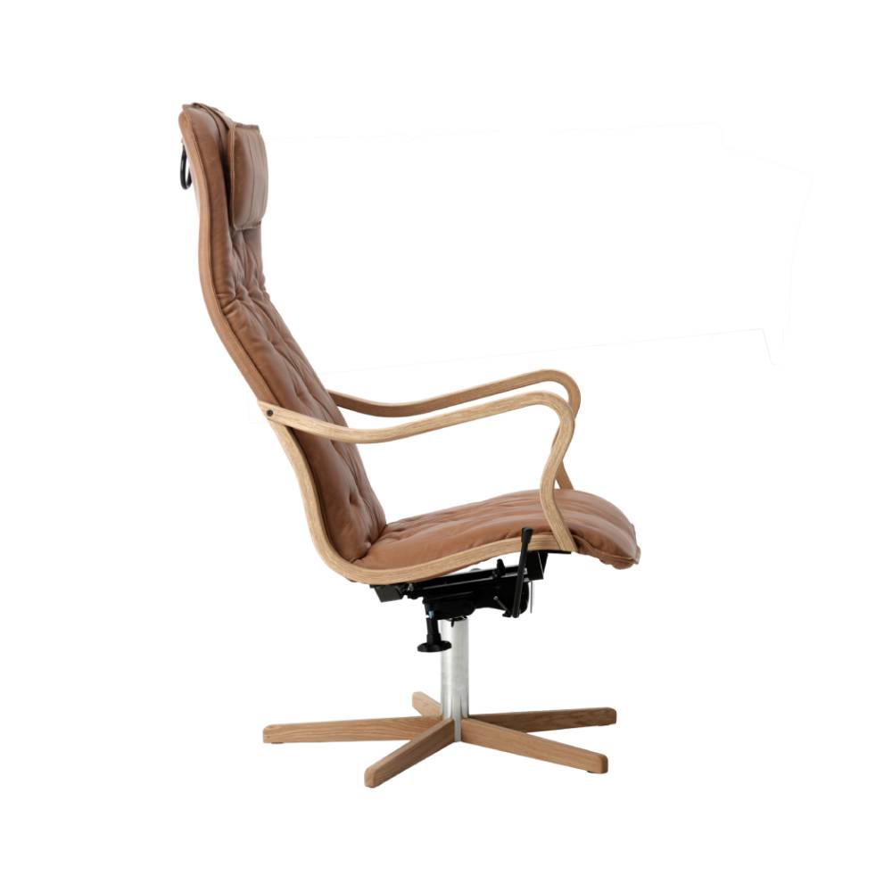 Chic Wood fåtölj med gung, skinn Vintage Coqnac - Bild 2