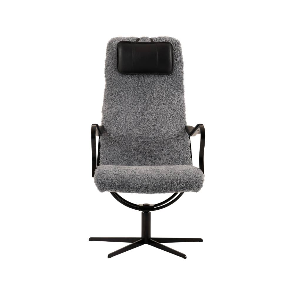 Chic metall fåtölj fårskinn Scandinavian Grey - Bild 4