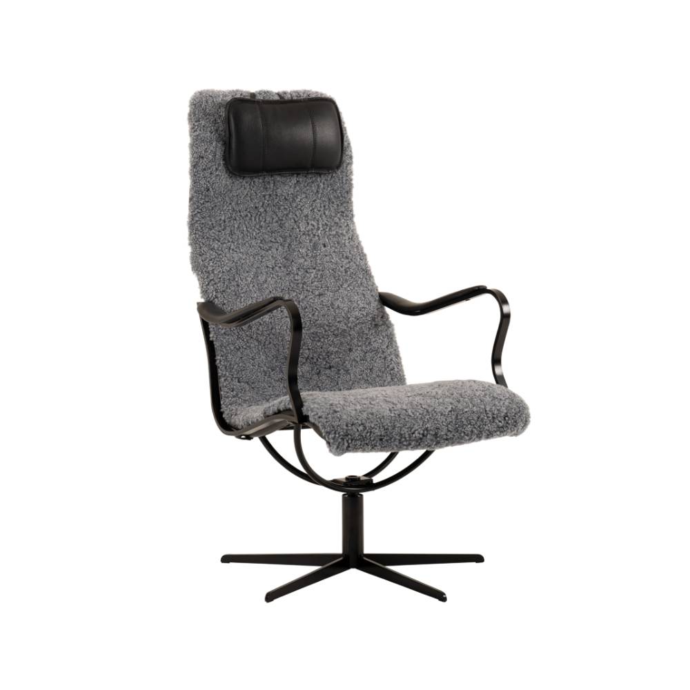 Chic metall fåtölj fårskinn Scandinavian Grey