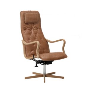 Chic Wood fåtölj med gung, skinn Vintage Coqnac