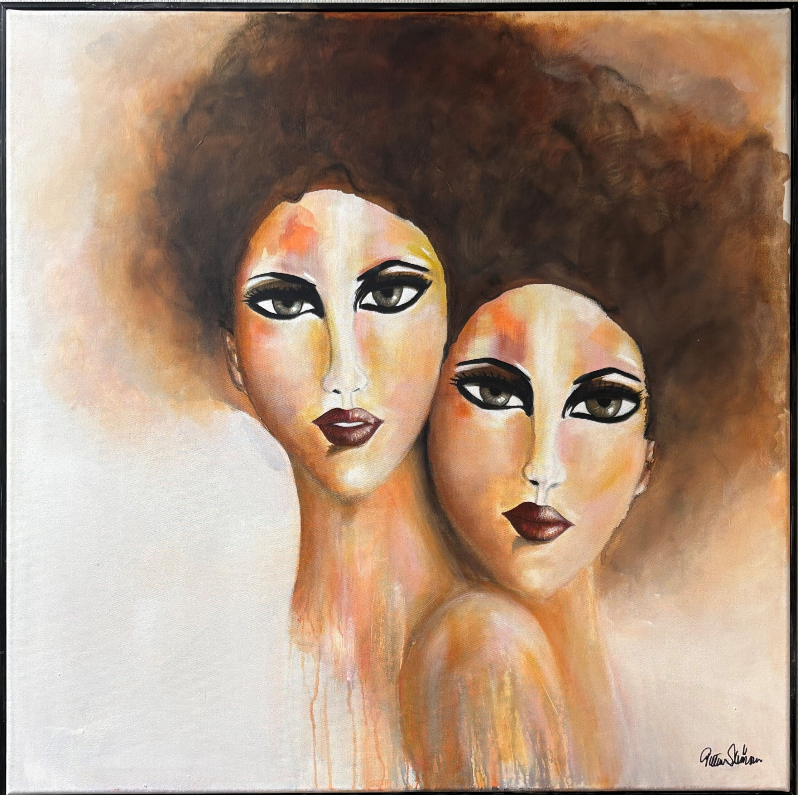 Soulsisters. Akrylmålning av Petra Ström.